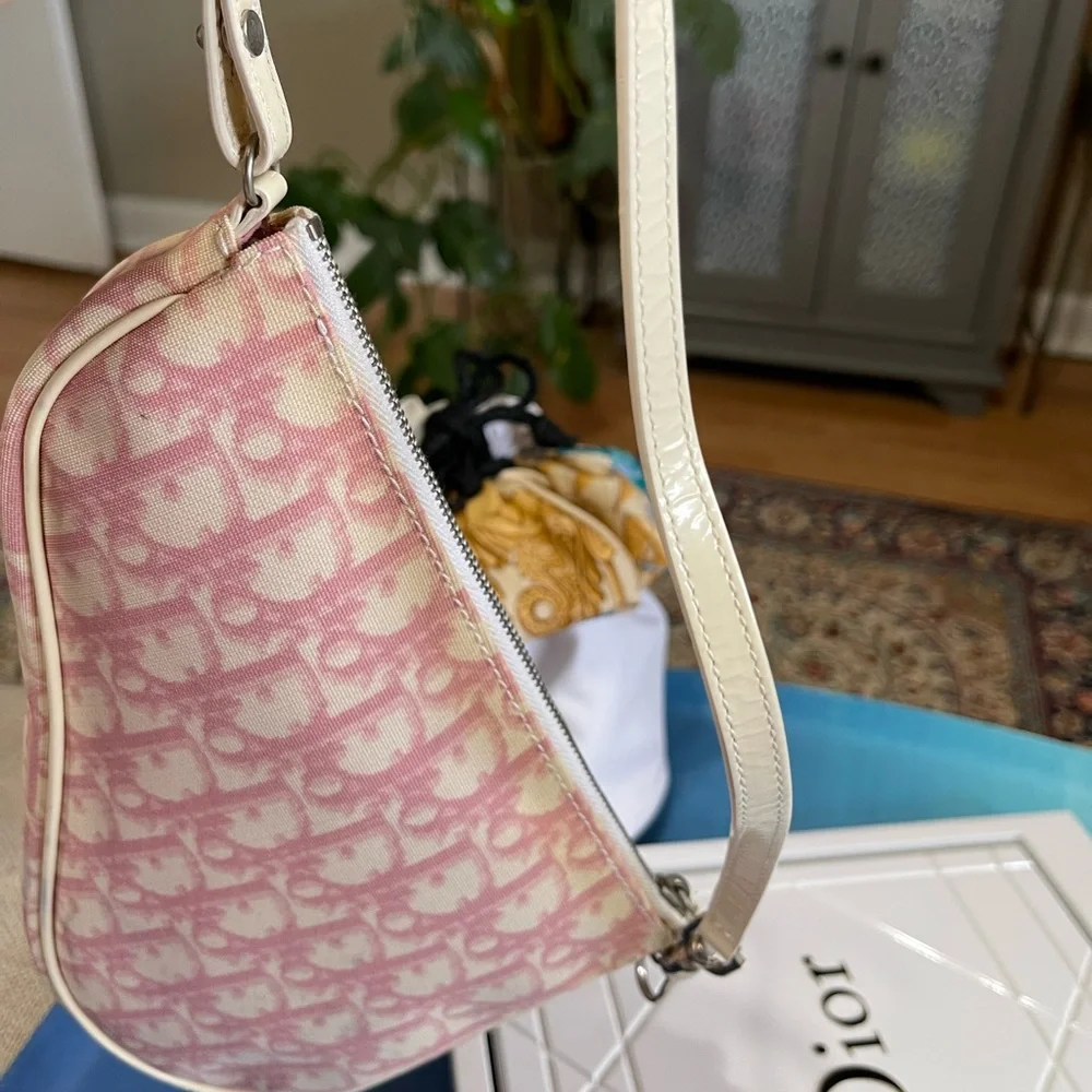 Dior Pink Oblique Logo Mini Canvas Saddle Bag - Picture 7 of 17